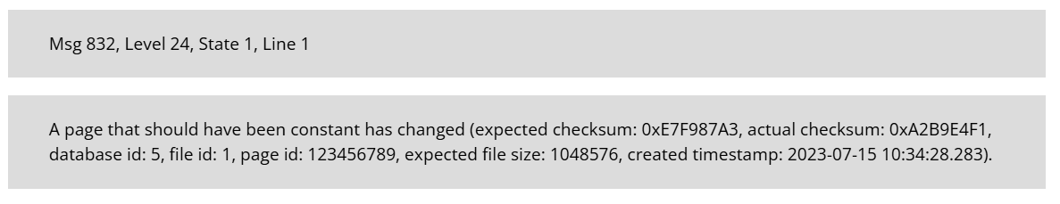 SQL Server Error 832